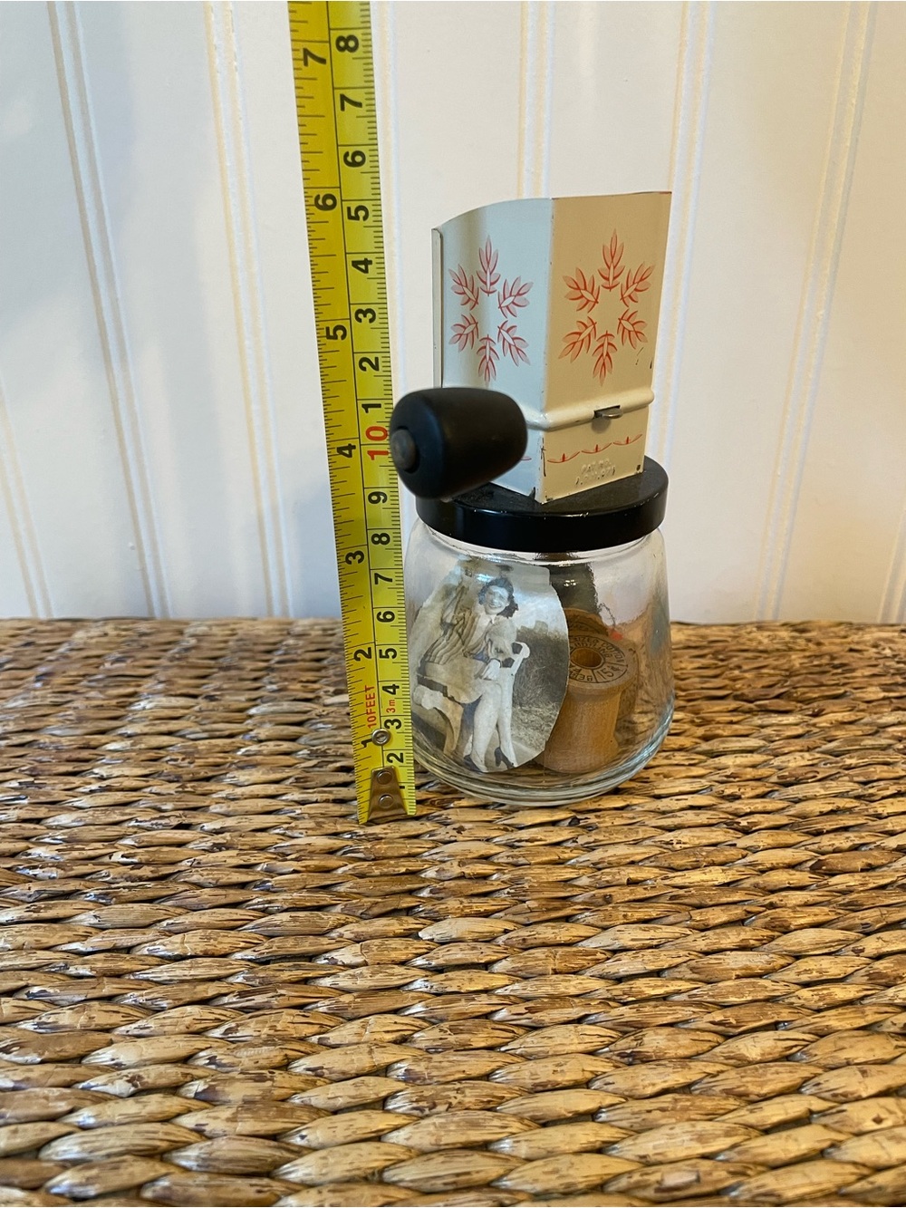 Vintage Style White and Black Manual Coffee Grinder - Unbranded